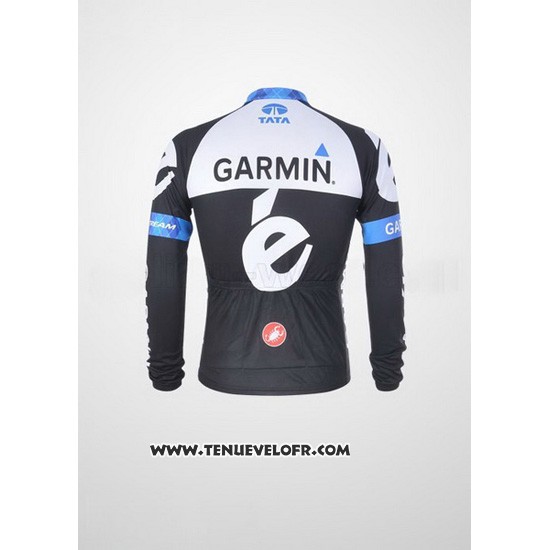 2011 Maillot Ciclismo Garmin Cervelo Blanc et Noir Manches Longues et Cuissard